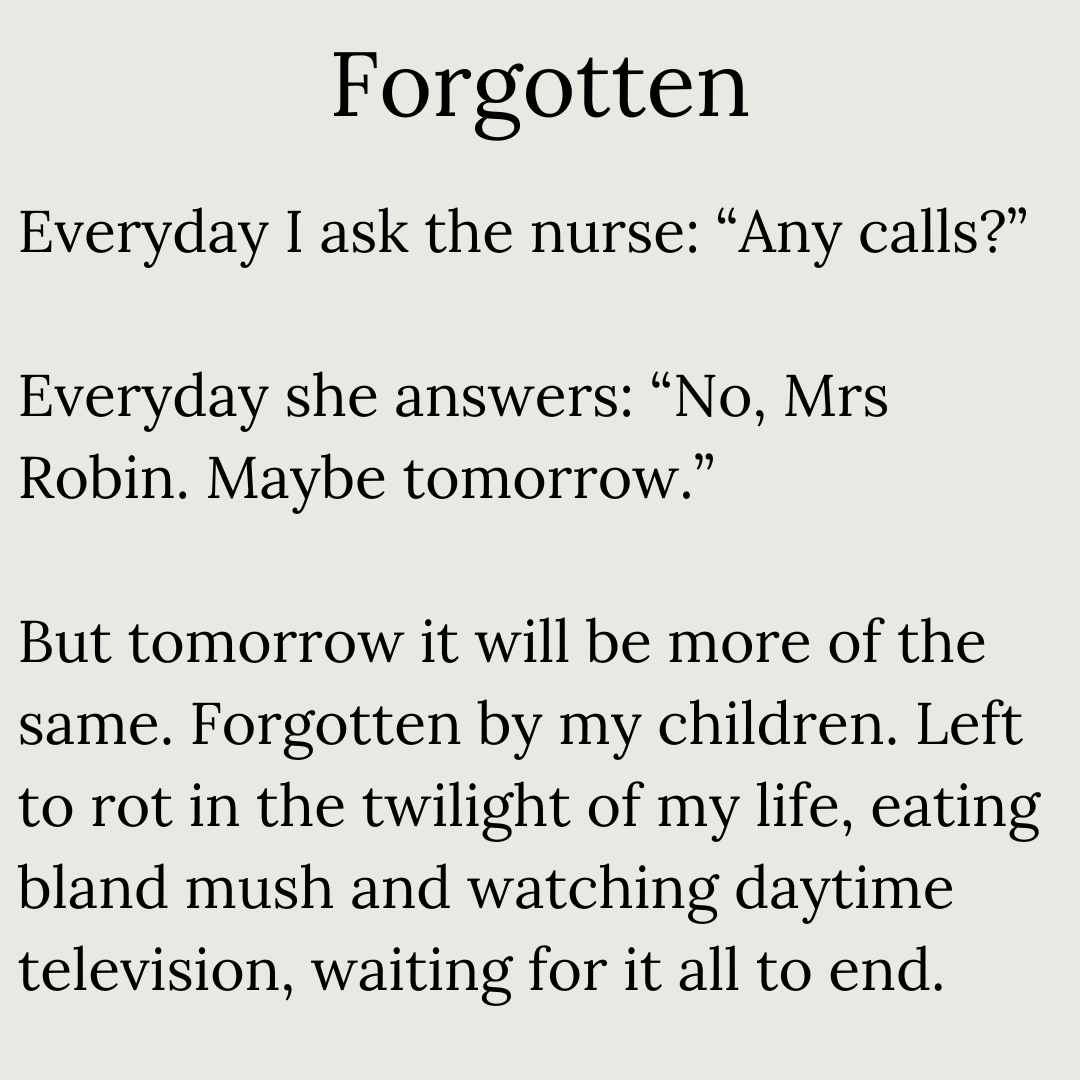 MPSiddell's tweet photo. Microfiction day fourteen: Forgotten https://t.co/8Z7NKmhNQA