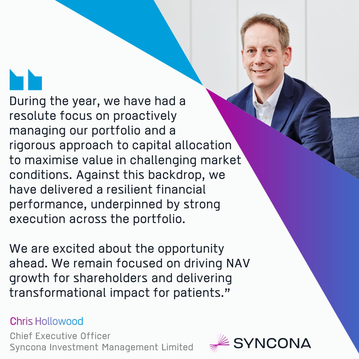 Today Syncona announces its Annual Results for the 12-month period ending 31 March 2024. Management will be delivering a presentation followed by a question and answer session which begins at 9am this morning. To register, and to see the full release: synconaltd.com/investors/resu…