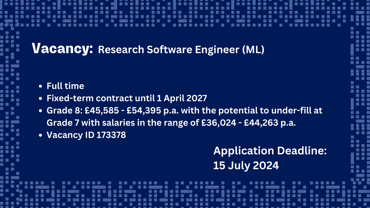 Recruiting:
We're hiring a Research Software Engineer (ML) to work on the NERC funded Morphocam project, developing &amp; releasing machine learning/AI tools.

For details &amp; applications: my.corehr.com/pls/uoxrecruit…

#compscioxford #Oxfordrecruitment #recruiting #AIjobs