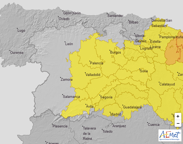 Hay avisos🟡 de <a href="/AEMET_Esp/">AEMET</a> por lluvias y tormentas localmente fuertes que podrían ir acompañadas de granizo en las provincias de:
🟡 Ávila
🟡 Burgos
🟡 Palencia
🟡 Segovia
🟡 Soria
🟡 Valladolid
#FMA