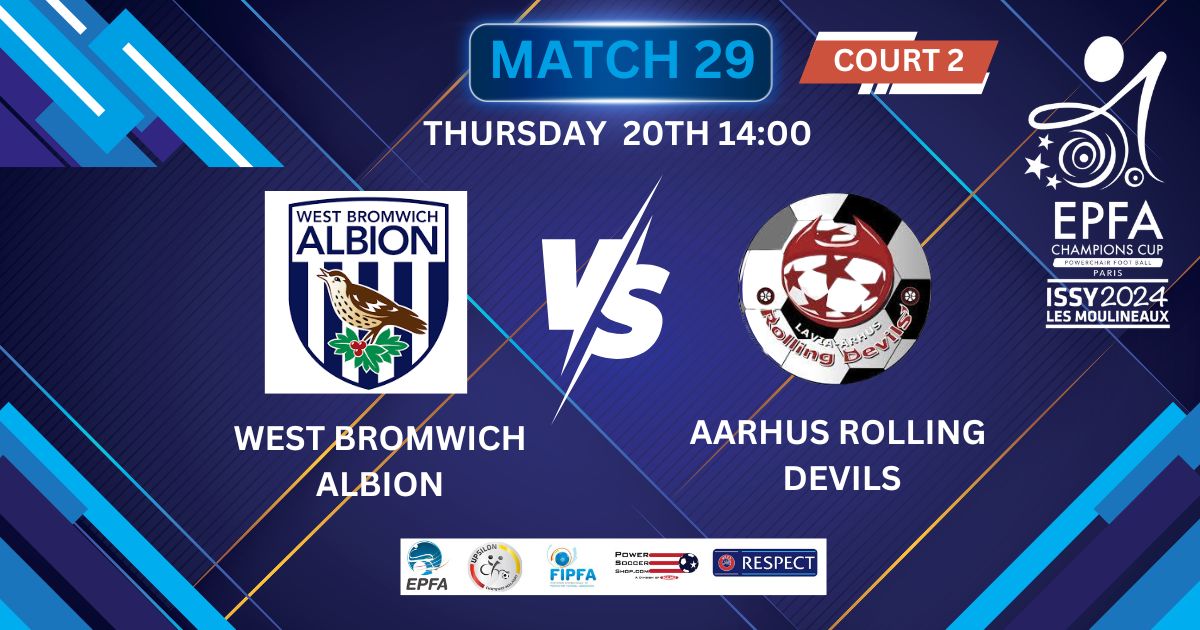 The afternoon will kick off with hosts Upsilon Chatenay Malabry with great local support in to make a noise against DCU Storm 
epfachampionscup2024.com/match/29-upsil… and on Court 2 we have West Bromwich Albion vs Aarhus Rolling Devils epfachampionscup2024.com/match/28-aalbo…