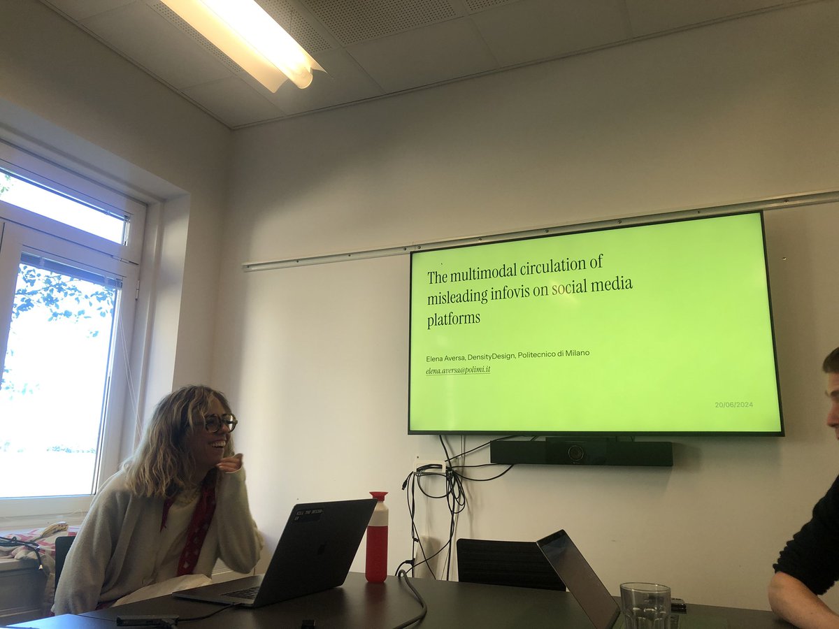 The DANI Project (@daniproject_ruc) on Twitter photo Lunch with a view. DANI’s first visiting PhD student @elena_aversa from <a href="/densitydesign/">densitydesign</a> presenting her research on the multimodal circulation of misleading infovis on social media in <a href="/medialabRUC/">Digital Media Lab</a> Lunch with a view. DANI’s first visiting PhD student @elena_aversa from <a href="/densitydesign/">densitydesign</a> presenting her research on the multimodal circulation of misleading infovis on social media in <a href="/medialabRUC/">Digital Media Lab</a>