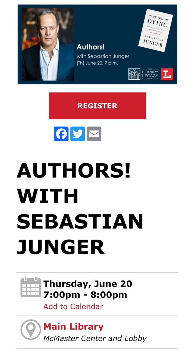 Sebastian Junger (@sebastianjunger) on Twitter photo Event: Tonight, Thursday, June 20 with <a href="/ToledoLibrary/">Toledo Library</a> - events.toledolibrary.org/event/10590310 Event: Tonight, Thursday, June 20 with <a href="/ToledoLibrary/">Toledo Library</a> - events.toledolibrary.org/event/10590310
