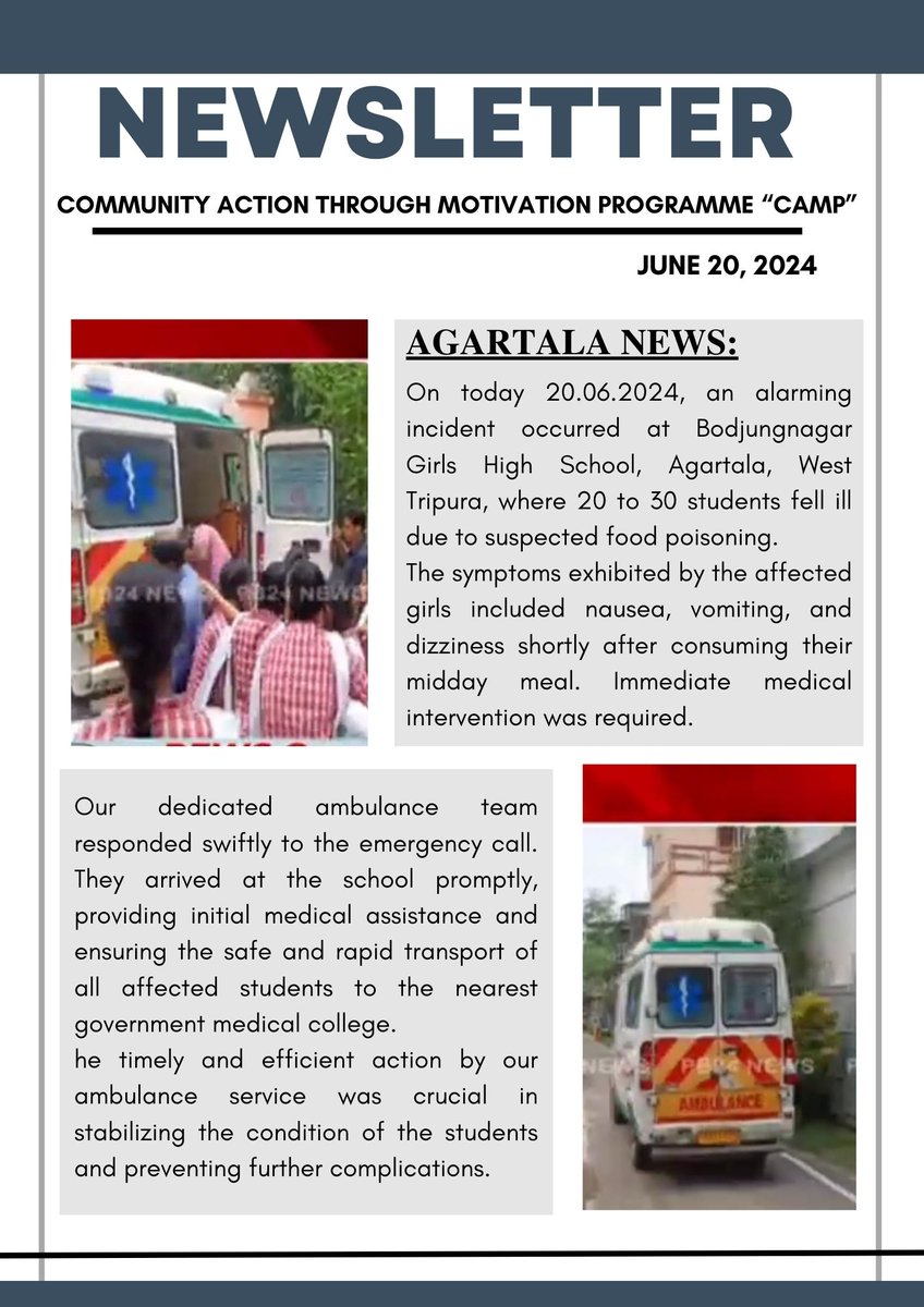 campngo2001's tweet photo. In response to the incident at Bodhjungnagar Girls High School, CAMP is prioritizing the well-being of the affected students and emphasizing our organization’s vital role in managing this crisis. 
@DrManikSaha2 @tripuranewslive #campngo #ambulanceservices https://t.co/IuY2C12whI