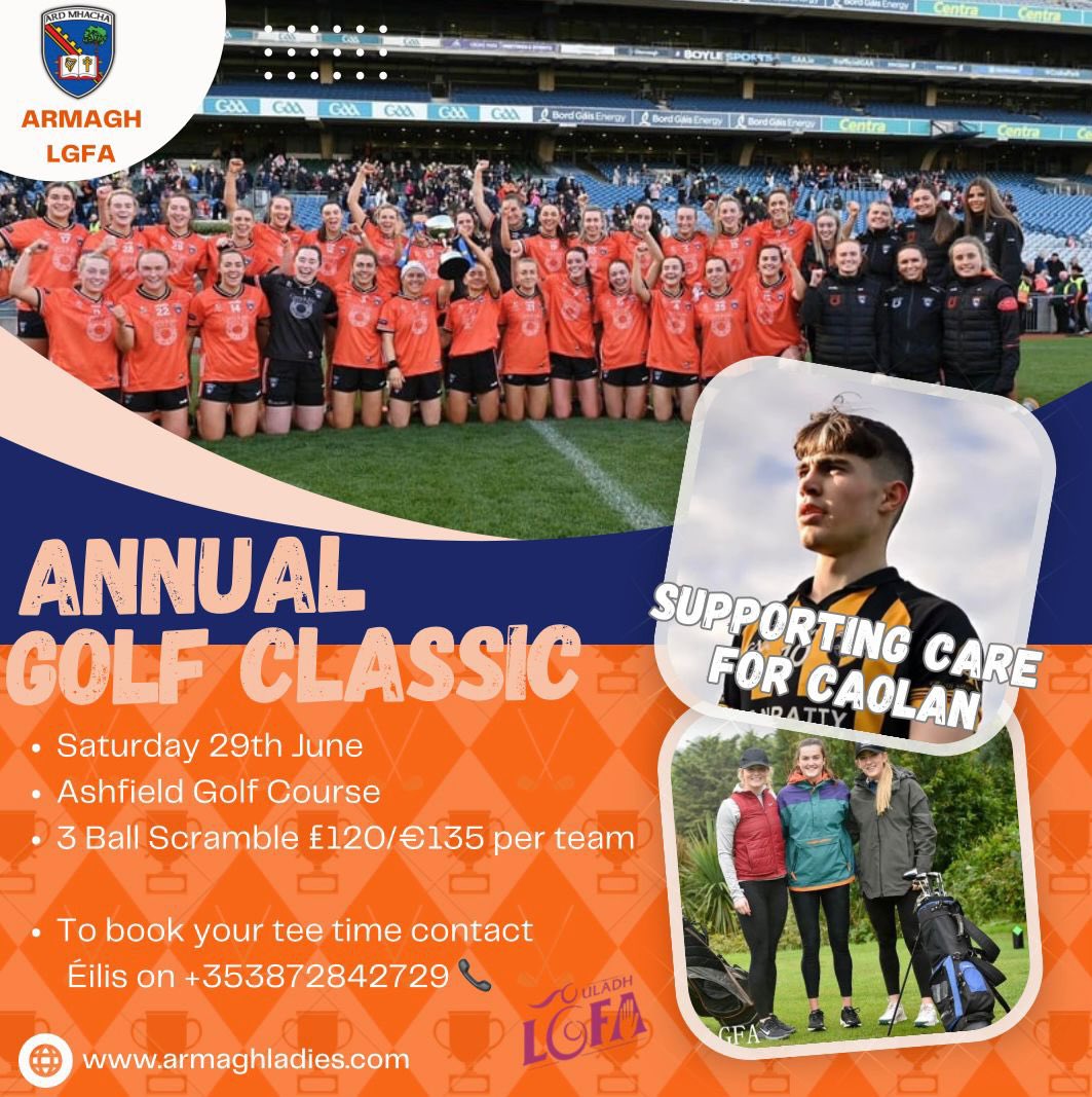 ArmaghLGFA (@armaghlgfa) on Twitter photo ⛳️ ANNUAL GOLF CLASSIC ⛳️
Thank you to <a href="/AidanLtd/">Aidan Strain Electrical Engineering LTD</a> one of our main sponsors for the upcoming annual golf classic in Ashfield Cullyhanna 🏌️
Pictured below ; L- R 📸
Ronan Mc Guirk, <a href="/AimeeMackin/">Aimee Mackin</a> , Tom Donaghy, <a href="/Blaithin_Mackin/">Blaithin Mackin</a>, Damien White & <a href="/OrlaDonaldson/">Orla Donaldson</a>
#supportoursponsors ⛳️ ANNUAL GOLF CLASSIC ⛳️
Thank you to <a href="/AidanLtd/">Aidan Strain Electrical Engineering LTD</a> one of our main sponsors for the upcoming annual golf classic in Ashfield Cullyhanna 🏌️
Pictured below ; L- R 📸
Ronan Mc Guirk, <a href="/AimeeMackin/">Aimee Mackin</a> , Tom Donaghy, <a href="/Blaithin_Mackin/">Blaithin Mackin</a>, Damien White & <a href="/OrlaDonaldson/">Orla Donaldson</a>
#supportoursponsors