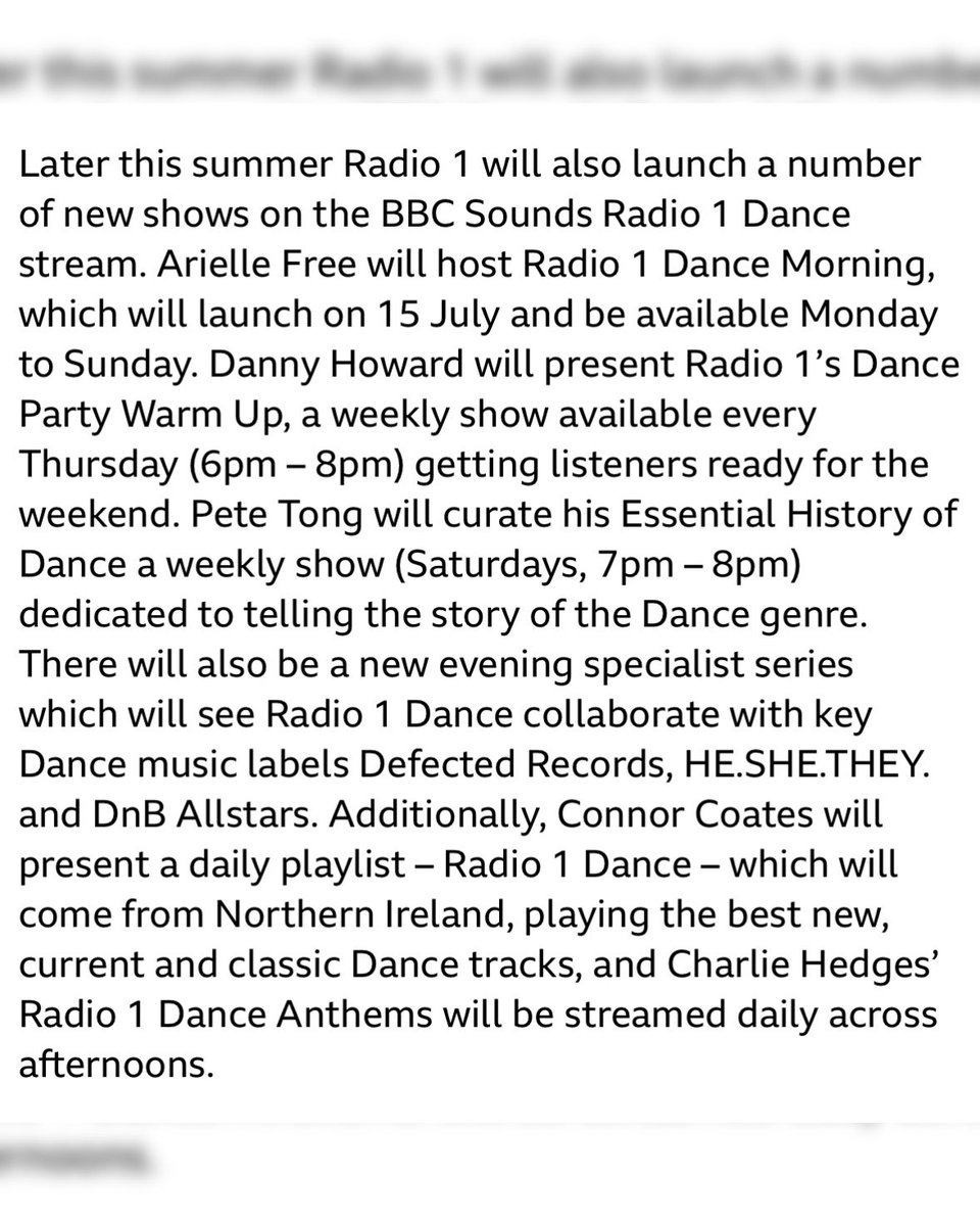 I am BUZZING to share my brand new show on <a href="/BBCR1/">BBC Radio 1</a> / R1 Dance <a href="/BBCSounds/">BBC Sounds</a>! The R1 Dance playlist show, bringing the best new and current bangers in the world of electronic music and some classic anthems thrown in for good measure! 

Let’s avvvv itttt! 🚀🚀