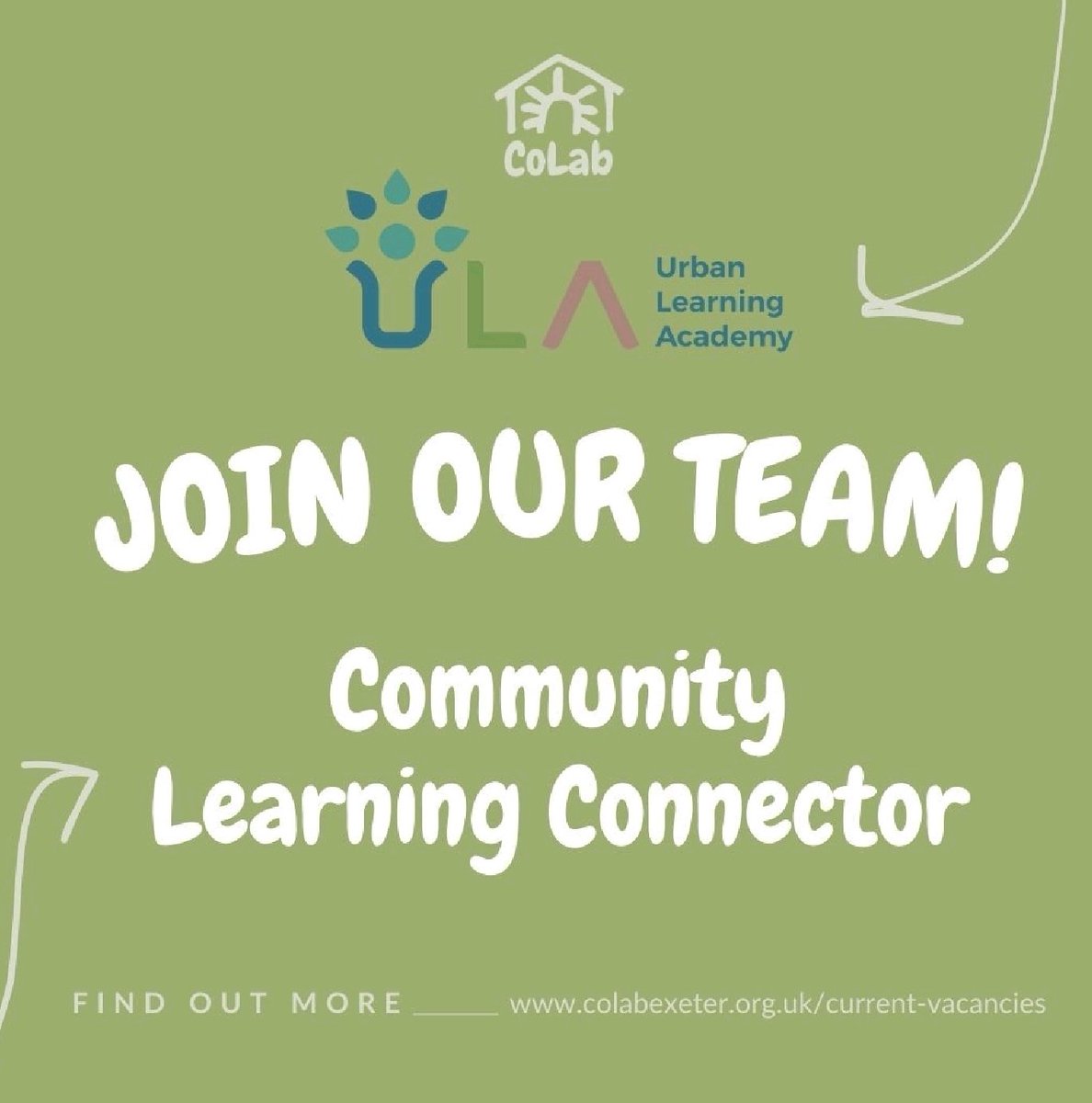 Urban Learning Academy (@urban_learning) on Twitter photo Vacancy: The Community Learning Connector will support and encourage learners to access and attend the Urban Learning Academy (ULA) learning opportunities, work with learners and ULA partners to support both the delivery and vision of the ULA
colabexeter.org.uk/current-vacanc… Vacancy: The Community Learning Connector will support and encourage learners to access and attend the Urban Learning Academy (ULA) learning opportunities, work with learners and ULA partners to support both the delivery and vision of the ULA
colabexeter.org.uk/current-vacanc…