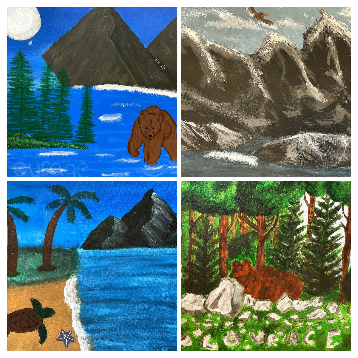 NAC Students <a href="/BishopReding/">Bishop Reding</a> create acrylic landscapes using their knowledge of the Indigenous Grandfathers teachings.
