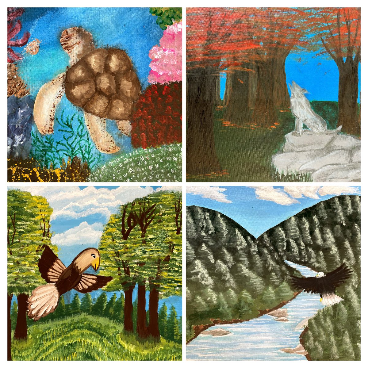 basilepat's tweet photo. NAC Students @BishopReding create acrylic landscapes using their knowledge of the Indigenous Grandfathers teachings. https://t.co/L217As6siq