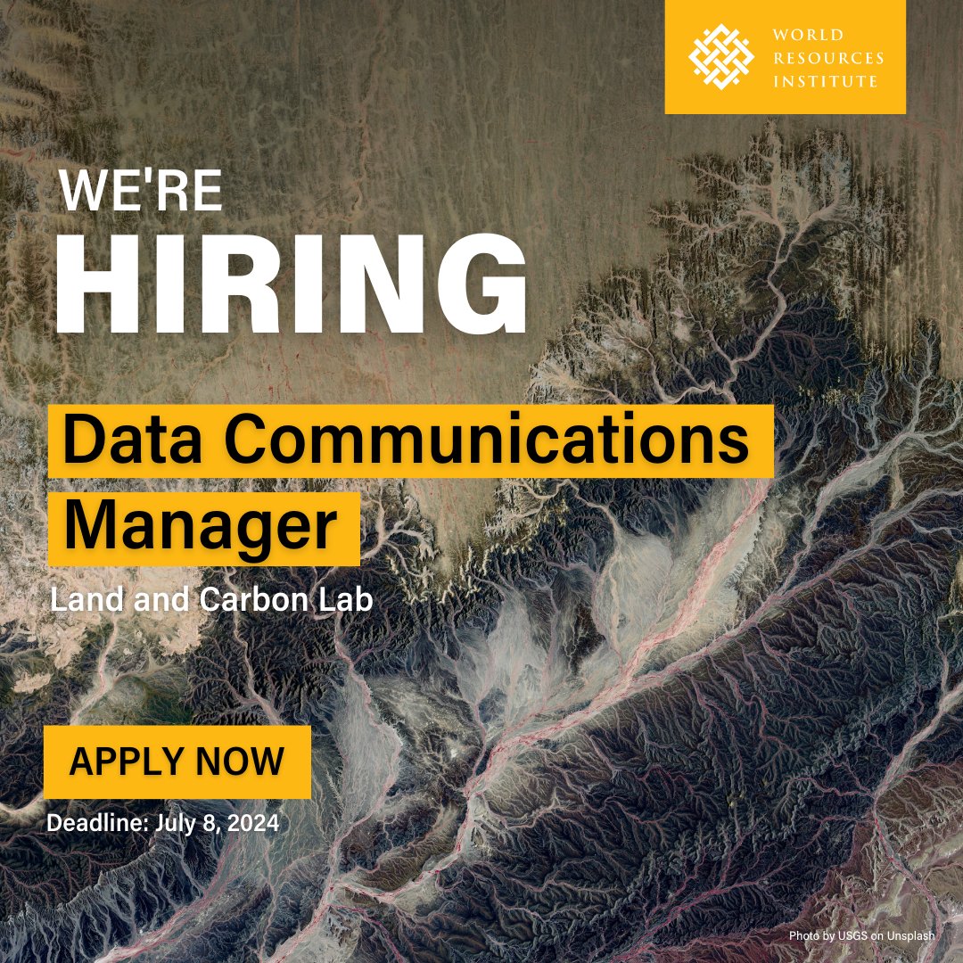 World Resources Institute (@worldresources) on Twitter photo Looking for a job combining data innovation, impact & partnerships?
<a href="/landcarbonlab/">Land & Carbon Lab</a> is searching for a Data Communications Manager with experience in visually interpreting satellite and geospatial data. 🌎🛰️
🗓️Deadline: July 8, 2024
🔗Apply now 👉 bit.ly/3RyXDon Looking for a job combining data innovation, impact & partnerships?
<a href="/landcarbonlab/">Land & Carbon Lab</a> is searching for a Data Communications Manager with experience in visually interpreting satellite and geospatial data. 🌎🛰️
🗓️Deadline: July 8, 2024
🔗Apply now 👉 bit.ly/3RyXDon