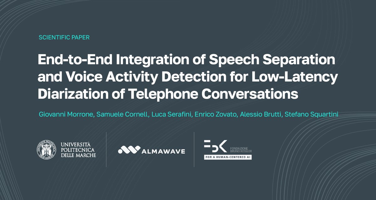 Almawave's tweet image. Almawave, Fondazione Bruno Kessler e l’Università Politecnica delle Marche, insieme per sviluppare un nuovo algoritmo di #speakerdiarization.
Leggi il nostro #paper di ricerca: lnkd.in/dWbfqRPZ