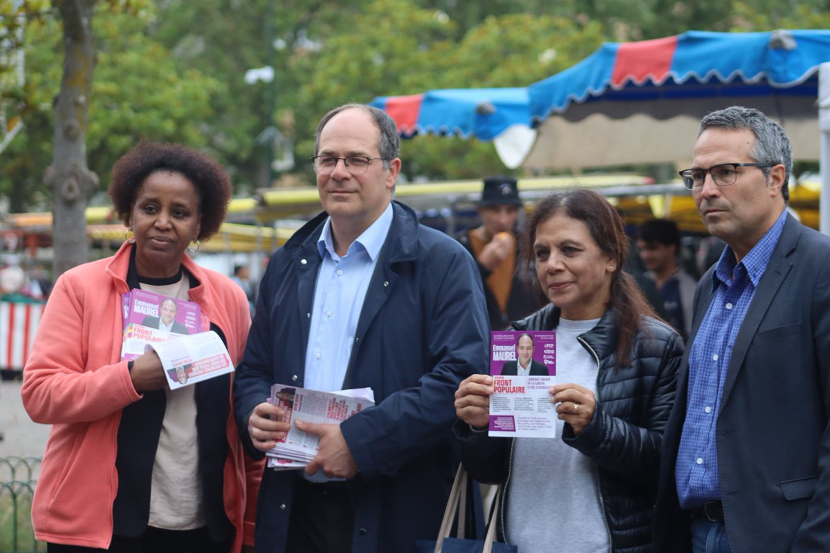 Gauche_RS's tweet photo. Echanges et discussions sur le marché de #MontignyLèsCormeilles le mercredi 19 juin avec un chaleureux accueil des habitants, qui ne veulent plus entendre parler de Macron qui leur a fait tant de mal et qui choisiront le #nouveauFrontPopulaire pour faire barre au RN. 2/3 https://t.co/hT3Gi9qcxh