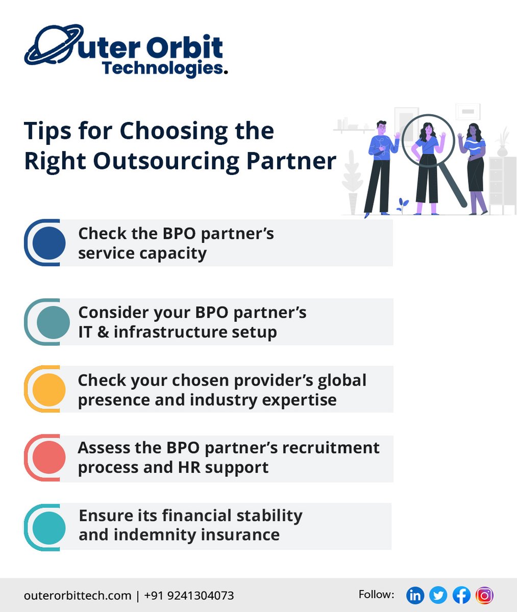OuterOrbitTech's tweet image. Choosing the right outsourcing partner is crucial for success! Here are 5 essential tips to guide your decision. 📝✨
.
#OutsourcingTips #BusinessSuccess #DigitalMarketing #outerorbittech