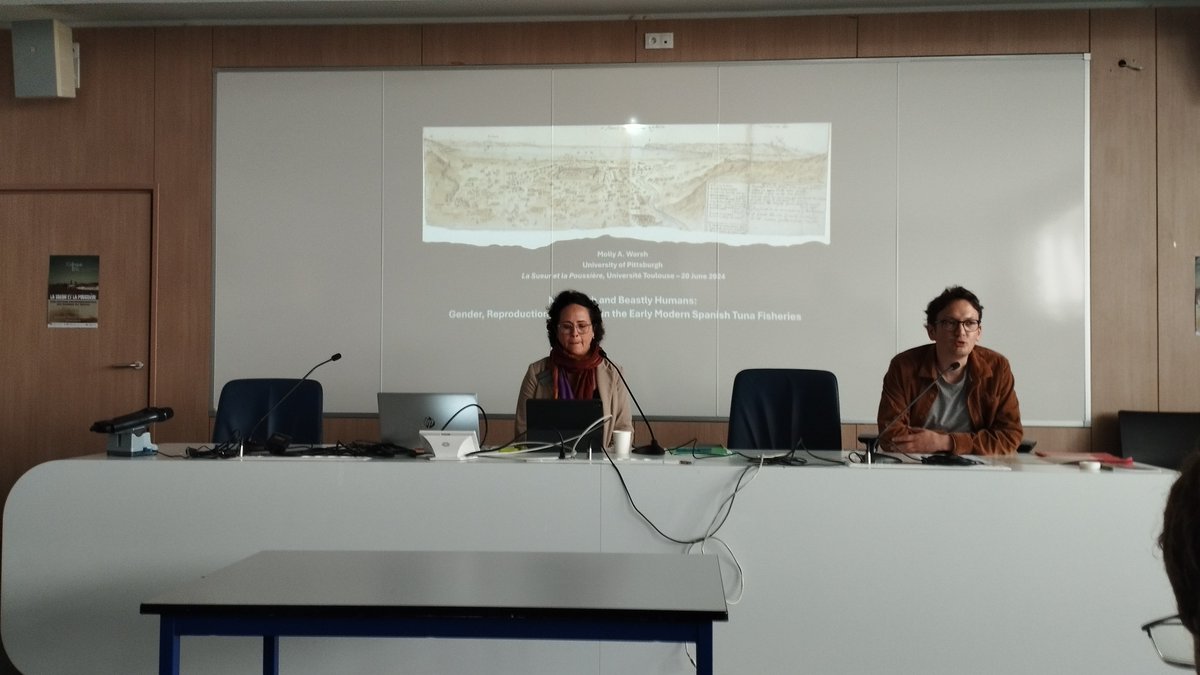 La deuxième journée du colloque La Sueur et la Poussière commence avec une conférence de Molly Warsh (University of Pittsburgh) : "Noble fish ans beastly humans : gender, reproduction and labor in the early modern Spains tuna fisheries"