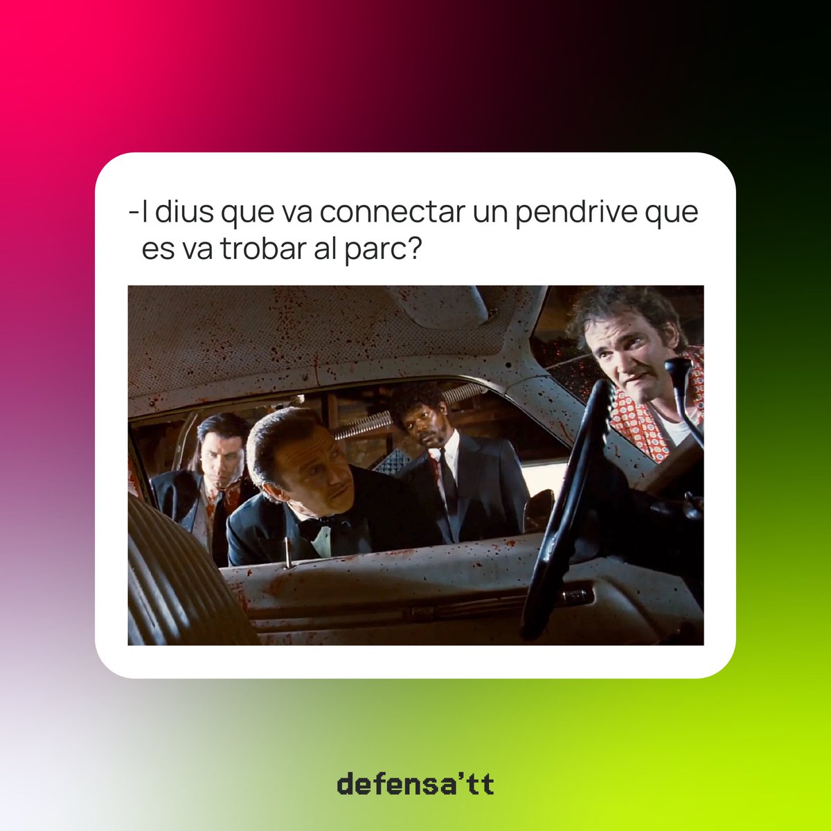 Recordeu allò de: 
🗣️ “Nen! Les coses del terra no van a la boca!”?
 
👉🏽 Doncs el mateix! 
NO CONNECTIS MAI UN PENDRIVE DESCONEGUT AL TEU ORDINADOR
 
Pot estar ple de virus o programes maliciosos que poden fer malbé el teu ordinador i robar-te informació. 
 
Defensa’tt 😉