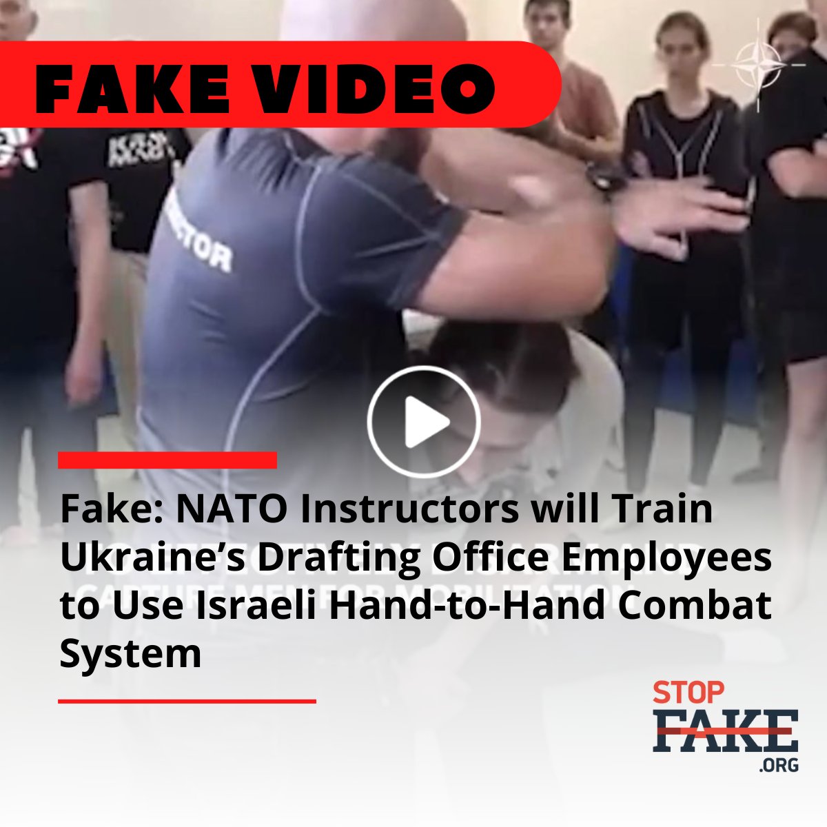 StopFakingNews's tweet image. American instructors will allegedly teach employees of the Ukrainian drafting office how to effectively compel Ukrainians using the Israeli #kravmaga hand-to-hand combat system? 🥸 #NATO representatives did not make such statements. The video was faked: fmm.io/11tJ