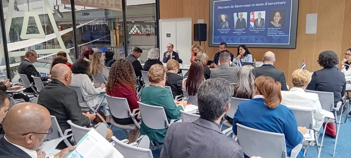EmbaCubaFrancia's tweet photo. 📑2ème journée de travail de la délégation des universités🇨🇺 pour renforcer l'internationalisation de l'enseignement supérieur avec l'échange avec institutions🇫🇷
📌2 día trabajo @CubaMES/#FSPI
@otto_vaillant @FranceACuba @EmbaCubaFrance @CampusFrance @maruchyvp @BurinLaurent https://t.co/5rkHOfWXu6