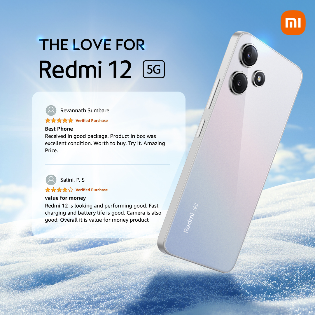 RedmiIndia's tweet photo. With over 4 million users, the love for #Redmi12 5G is enormous!
Thank you #XiaomiFans for choosing us to pave the path for #5GRevolution.
#CrystalGlassDesign https://t.co/LotjRmlYHl