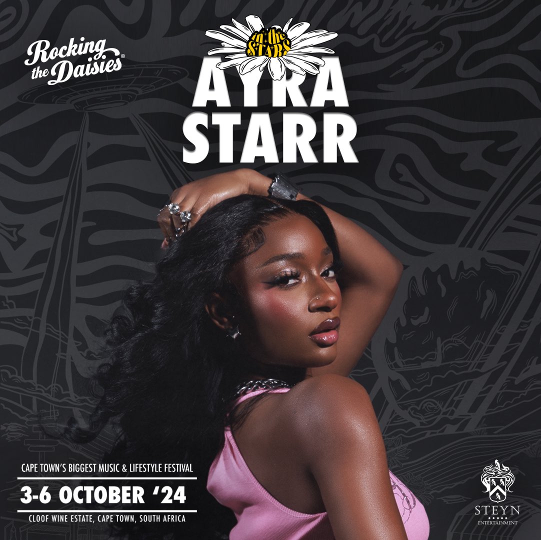 Rocking the Daisies (@rockingthedaisy) on Twitter photo We wouldn’t be in the starrrrs without the iconic <a href="/ayrastarr/">Celestial being</a> taking the Daisies stage for a loooong awaited performance. ✨
It’s Sabi Szn this October in South Africa! 🇿🇦
#RockingTheDaisies #SteynEntertainment #Daisies2024 We wouldn’t be in the starrrrs without the iconic <a href="/ayrastarr/">Celestial being</a> taking the Daisies stage for a loooong awaited performance. ✨
It’s Sabi Szn this October in South Africa! 🇿🇦
#RockingTheDaisies #SteynEntertainment #Daisies2024
