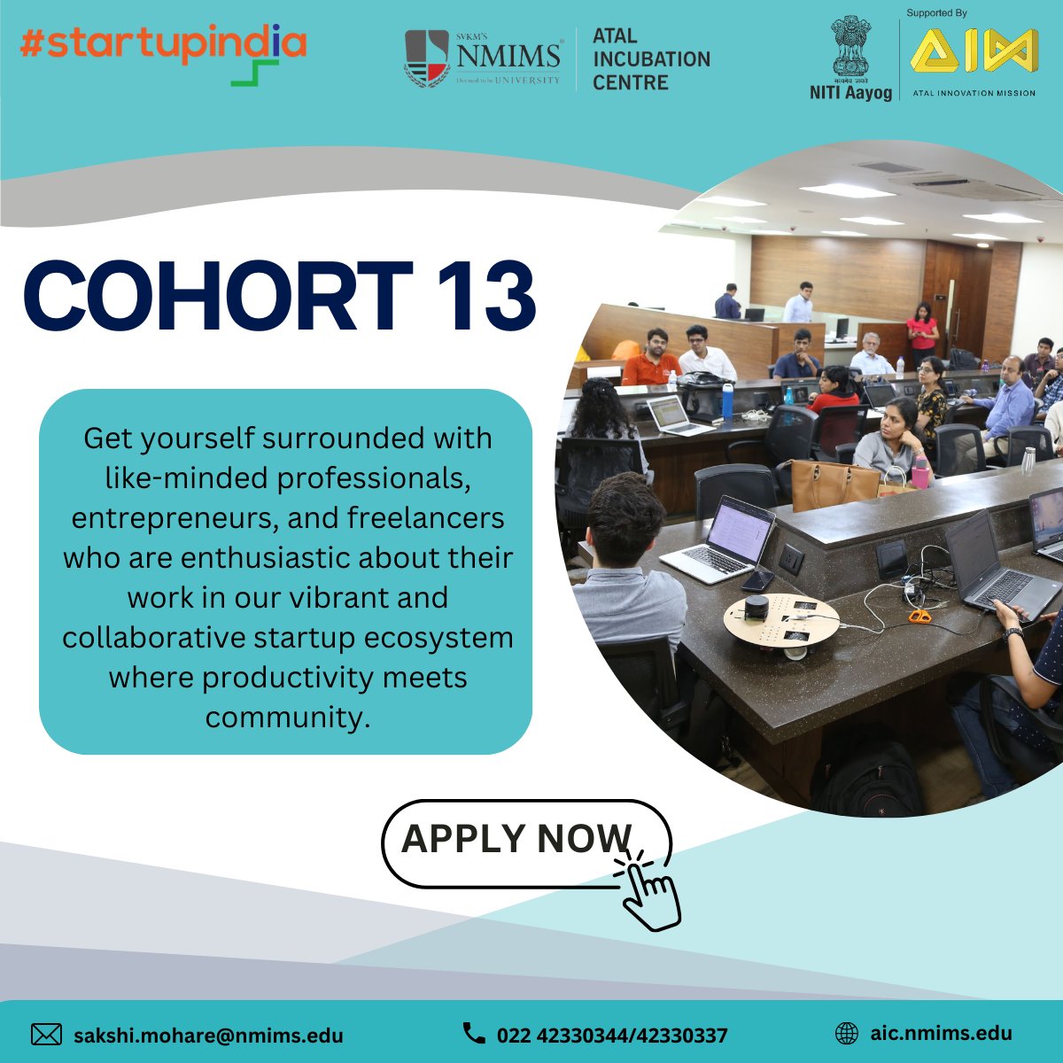 NmimsAic's tweet photo. "Join Our Dynamic Startup Community!  
Dive into our vibrant ecosystem, where like-minded professionals, entrepreneurs, and freelancers come together to elevate each other's success. 
Apply now
https://t.co/DQvWTaI0MF

#StartupCommunity #startupindia #aic #nitiaayog  #Cohort13 https://t.co/b4am4Hdkjc