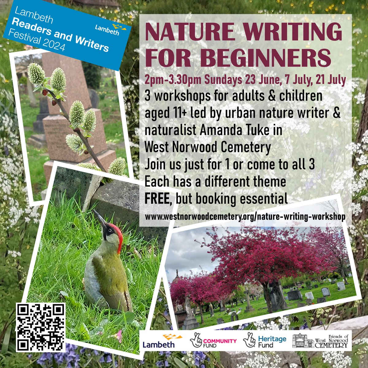 I'm leading 3 FREE #naturewriting workshops for beginners in the glorious West Norwood Cemetery in Lambeth - 1st one this Sun 23rd Jun, &amp; there are a few places left. Join me to celebrate #midsummer nature in words. westnorwoodcemetery.org/nature-writing…