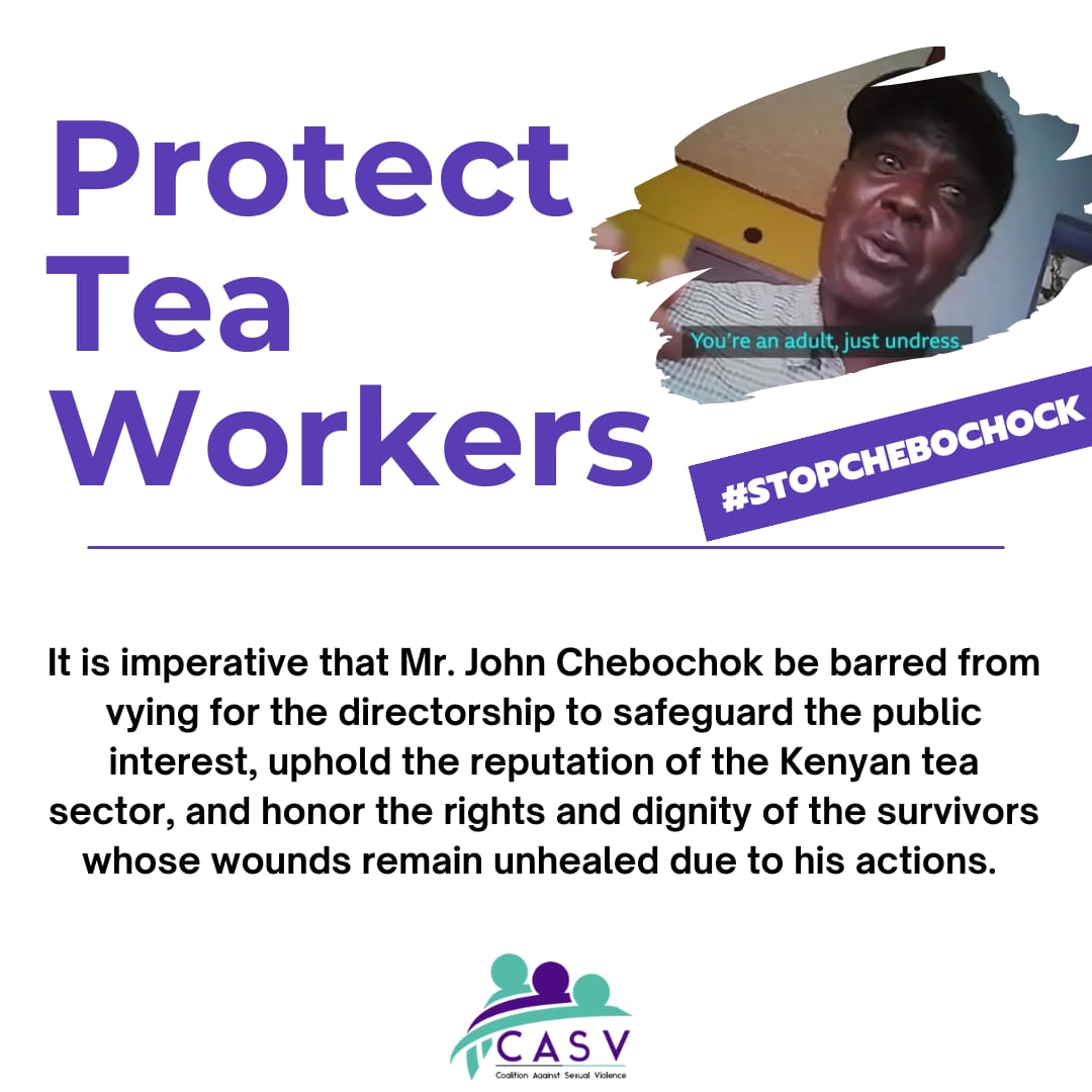 If you allow mr.chebochok to vie,he will continue to harass our sister, mothers and it is very dangerous for all people who work at the factory tea,Protect Tea Workers.@KTDATea 
<a href="/IEBCKenya/">IEBC</a>