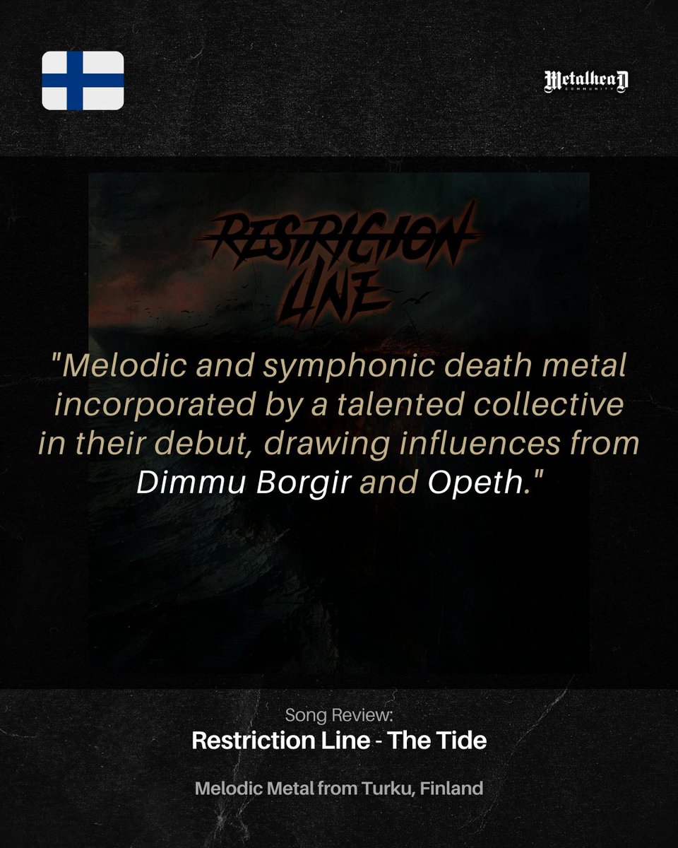 "Melodic and symphonic death metal incorporated by a talented collective in their debut, drawing influences from #DimmuBorgir and #Opeth."

Restriction Line - The Tide
Melodic Metal from Turku, Finland 🇫🇮

Read my review here: metalheadcommunity.com/restriction-li…