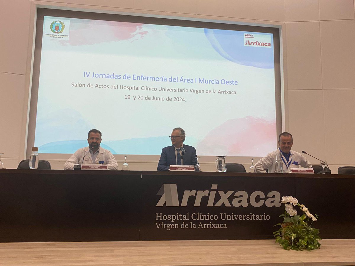 🏥👩🏻‍⚕️👨🏻‍⚕️Inauguración de las IV JORNADAS DE ENFERMERÍA DEL ÁREA I. Contamos con la presencia del consejero de Salud, Juan José Pedreño, Director Gerente y Director de Enfermería del área. 
<a href="/AreaUnoArrixaca/">Área 1 Arrixaca</a> <a href="/Murciasalud/">Murciasalud</a> 
#enfermeriaalavanguardia #enfermeriabasadaenevidencia #adnareai