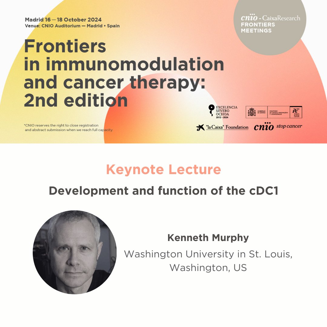 CNIO Stop Cancer (@cniostopcancer) on Twitter photo Meet the keynote speaker for day one at #CFM_Immunomodulation:
Kenneth Murphy from @WUSTL will speak about 'Development and function of the cDC1'
🤝With the support of <a href="/CaixaResearch/">CaixaResearch</a>.
🔗cnio.es/eventos/fronti… Meet the keynote speaker for day one at #CFM_Immunomodulation:
Kenneth Murphy from @WUSTL will speak about 'Development and function of the cDC1'
🤝With the support of <a href="/CaixaResearch/">CaixaResearch</a>.
🔗cnio.es/eventos/fronti…