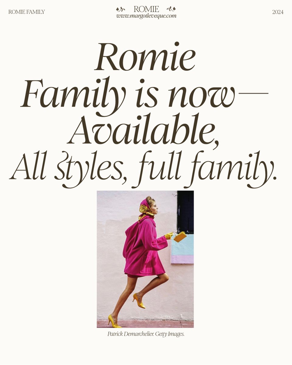 NEW RELEASE✨Romie Complete Family including all the italics: margotleveque.com 
#typedesign #typefaces #romietypeface
