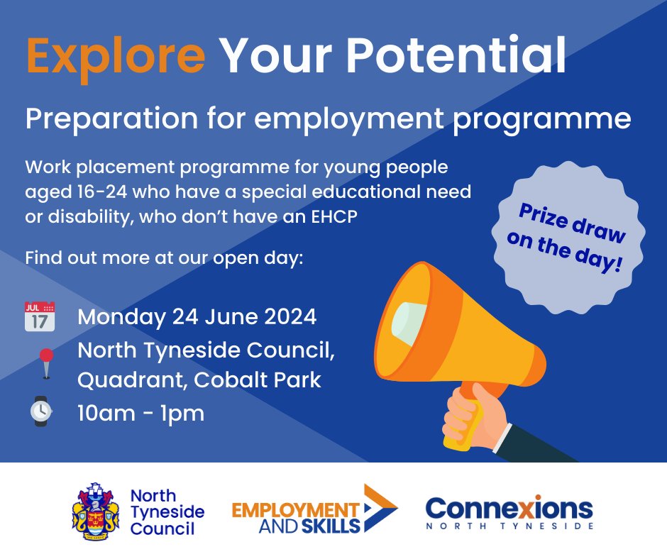 NTEmployment's tweet photo. ⏰There's just four days to go until our open day introducing the Explore Your Potential programme!

- Our preparation for employment programme for young people, aged 16 - 24, who have a special educational need or disability but don't have a EHCP (Education Health Care Plan).👇 https://t.co/EYXZmkpNvs