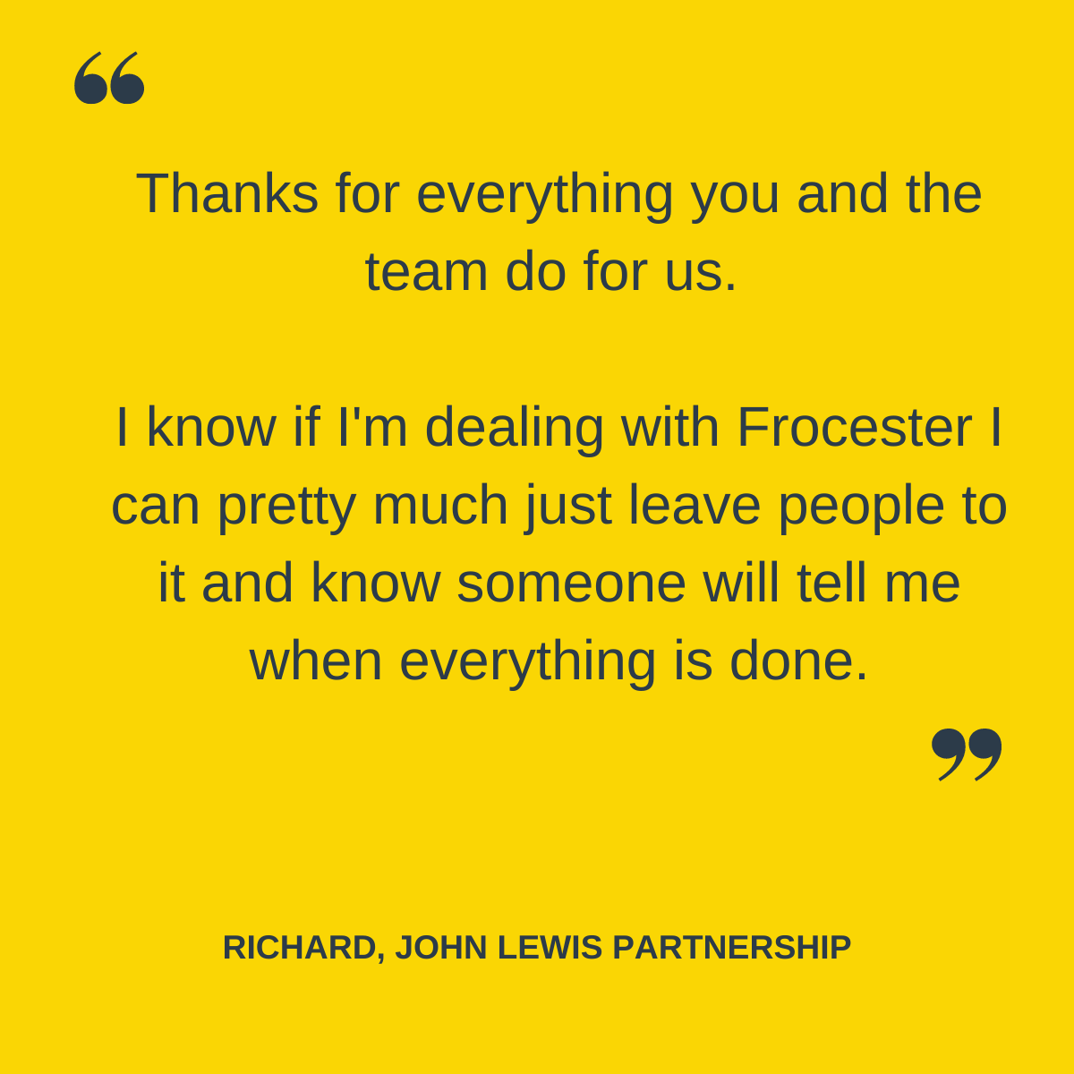 Frocestergroup (@frocestergroup) on Twitter photo It's always wonderful to have such brilliant feedback from our clients, thank you Richard!β¨
#ClientTestimonials #Testimonials It's always wonderful to have such brilliant feedback from our clients, thank you Richard!β¨
#ClientTestimonials #Testimonials