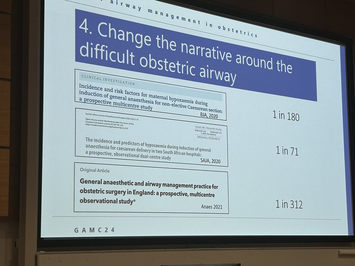 oldandbaffled's tweet photo. @noolslucas failed intubation fear - diff intubation more common in obs pts but difficulty mostly situational and based on the narrative we are all fed. Attention to basics and teamwork key #GAMC2024 https://t.co/pPCj8qvtNC