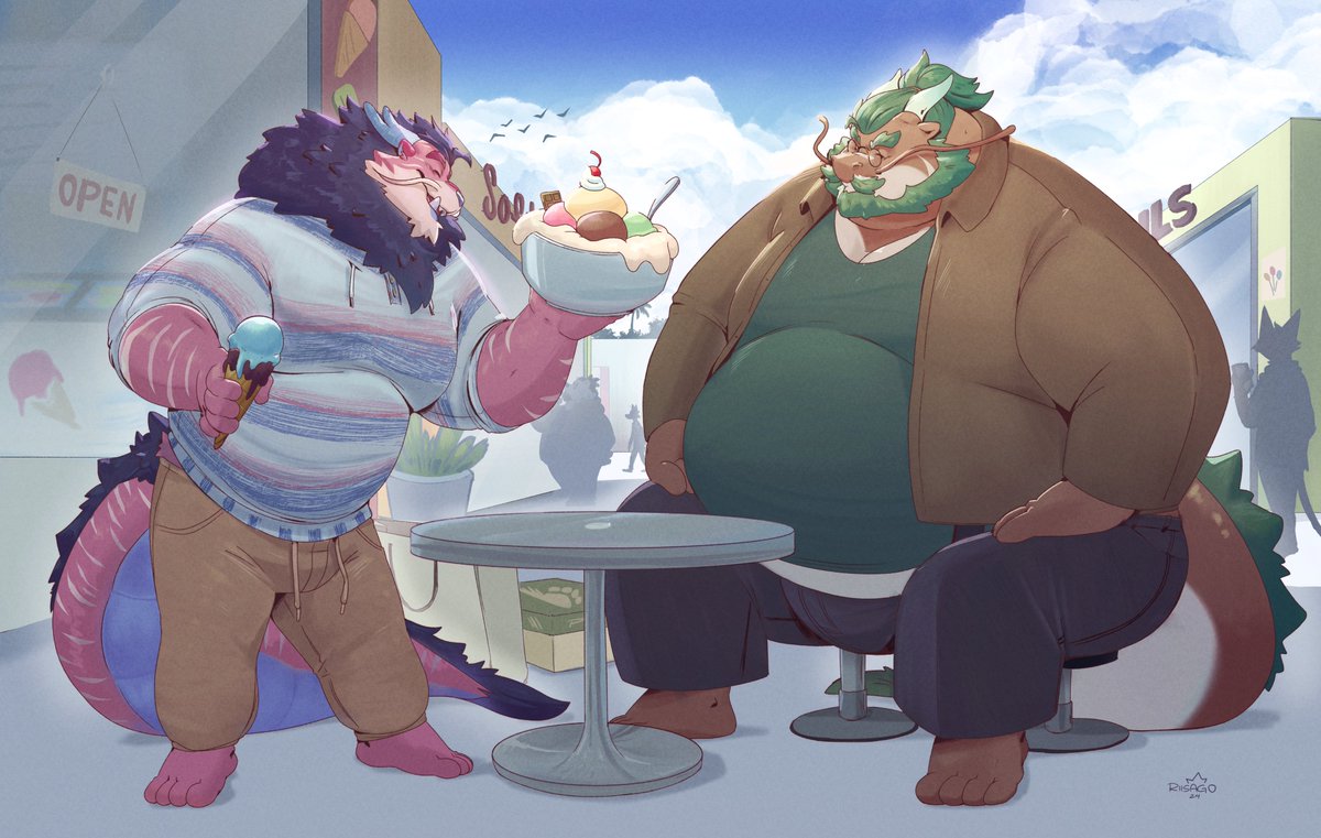 OH I just remembered I haven't posted the full picture of my icon! It was a gift from and with <a href="/AfterClassDanny/">Peachy Dragon Days</a> ; drawn by <a href="/Riisago/">riisago ✧</a> ! 
Just some dragons enjoying some ice cream~🍨🍦✨