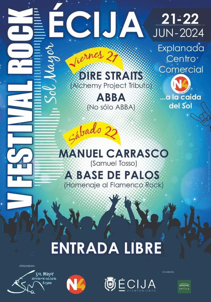 Este fin de semana en #Écija Festival de #Rock <a href="/SolMayorEcija/">Sol Mayor</a> 21-22 de junio.