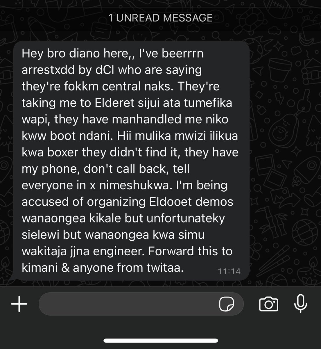 "Engineer" is Oscar Sudi. His goons have abducted a citizen. #FreeDiano