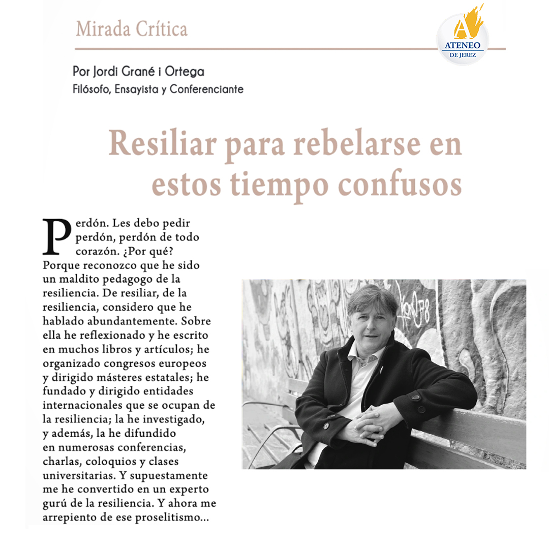 Trànsit Projectes (@transitcultura) on Twitter photo Recomendamos mucho leer la reflexiones de <a href="/jordigrane/">Jordi Grané Ortega</a> en su artículo 'Resiliar para rebelarse en estos tiempo confusos' para el último número de Puerta Abierta (p.38 a 51), la revista cultural del <a href="/AteneodeJerez/">Ateneo de Jerez</a>
Leelo aquí ➡️ ateneodejerez.es/puerta-abierta/ Recomendamos mucho leer la reflexiones de <a href="/jordigrane/">Jordi Grané Ortega</a> en su artículo 'Resiliar para rebelarse en estos tiempo confusos' para el último número de Puerta Abierta (p.38 a 51), la revista cultural del <a href="/AteneodeJerez/">Ateneo de Jerez</a>
Leelo aquí ➡️ ateneodejerez.es/puerta-abierta/