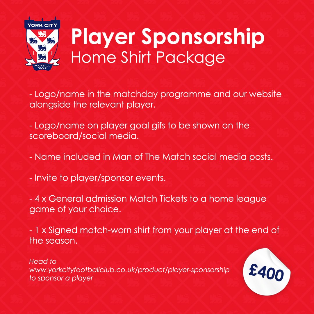 YorkCityFC's tweet photo. 🤝 A massive thank you to everybody who has secured a player shirt sponsorship so far!

A roll call of those who have purchased can be found on the 'Player Sponsors' page. 💪

Fancy picking one up for yourself, to support the club in a different way? Tap below. ⤵️

#YCFC 🔴🔵
