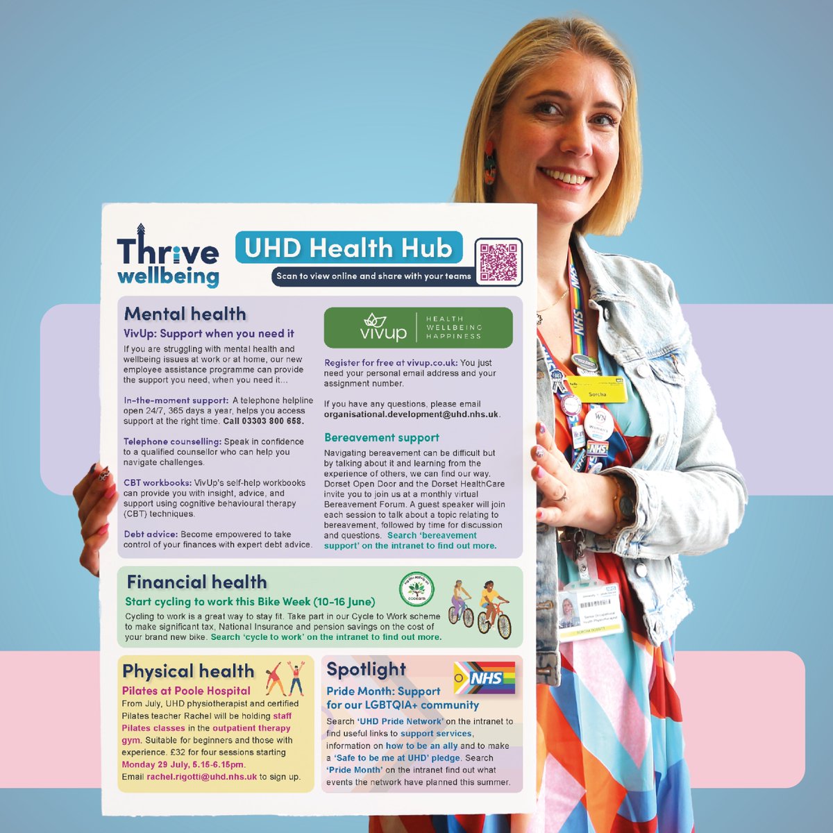 UHD_NHS's tweet photo. #TeamUHD, have your read our June UHD Health Hub? Information about the benefits of VivUp; our new Employee Assistance Programme, Pilates at Poole Hospital and how to signpost to support for the LGBTQIA+ community can all be found here 👉 https://t.co/t1PY3Qj52z https://t.co/Ick39EUAOn