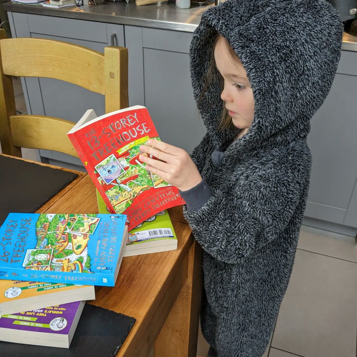 OK, #booktwitter - what do we follow the Treehouse books with?
He's LOVED them, so we need something just as bonkers to go on to...

We've got a Butchart, the new Andy Griffiths &amp; <a href="/B_forButterfly/">BforButterflyBooks</a> &amp; <a href="/chainborne/">Ᏼraԁ Garⅼ⁣inghοuсе</a> came up with Fortunately, the Milk and the Mr Gum books - what else?!