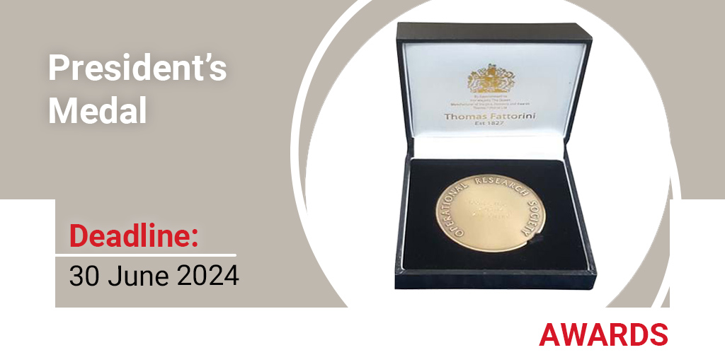 Do you have an impactful and successfully implemented practical application of OR? If so, why not enter for the prestigious President’s Medal? A free OR66 day pass will be provided to present your application.

Deadline is 30 June 2024. More info at: theorsociety.com/membership/awa…
