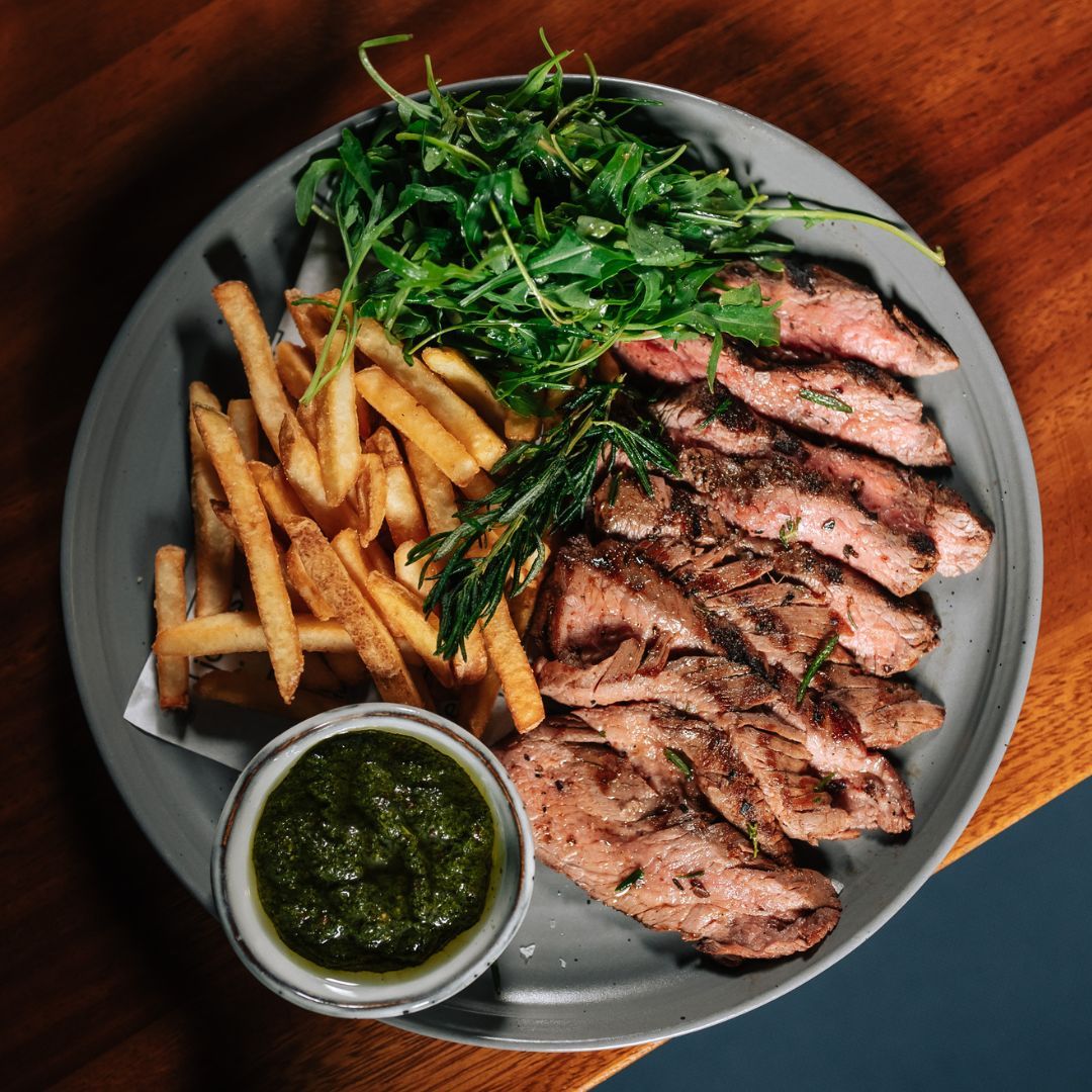 Thursdays at Jones are on fire! 🔥 
Get your steak fix with our special #SteakFriteNights: juicy Aussie steak, endless fries, and delicious sauces. 

Go solo for just AED 99 or bring a partner at AED 199 for 2, dessert included!