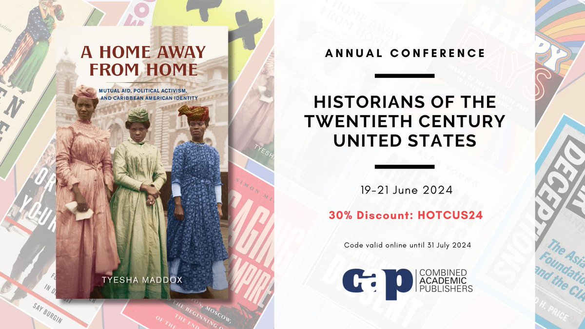 A Home Away from Home demonstrates how Caribbean American mutual aid societies and benevolent associations in many ways became proto-Pan-Africanist organizations.

Browse the full CAP #HOTCUS2024 virtual exhibit here:
combinedacademic.co.uk/hotcus-2024/
<a href="/HOTCUS/">HOTCUS</a> <a href="/PennPress/">Penn Press</a> <a href="/TyeshaMaddoxPhD/">Tyesha Maddox</a>