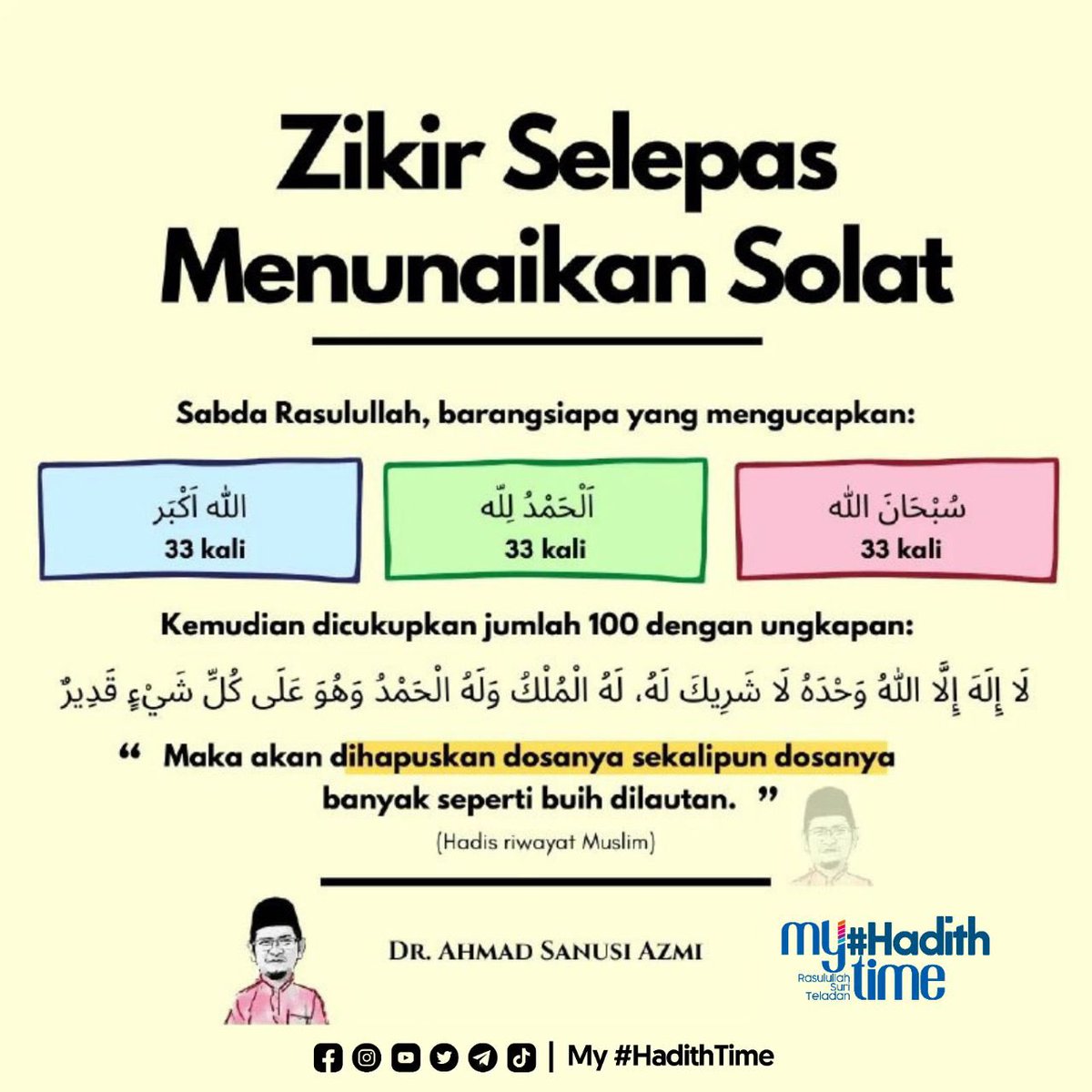 Zikir selepas menunaikan solat.