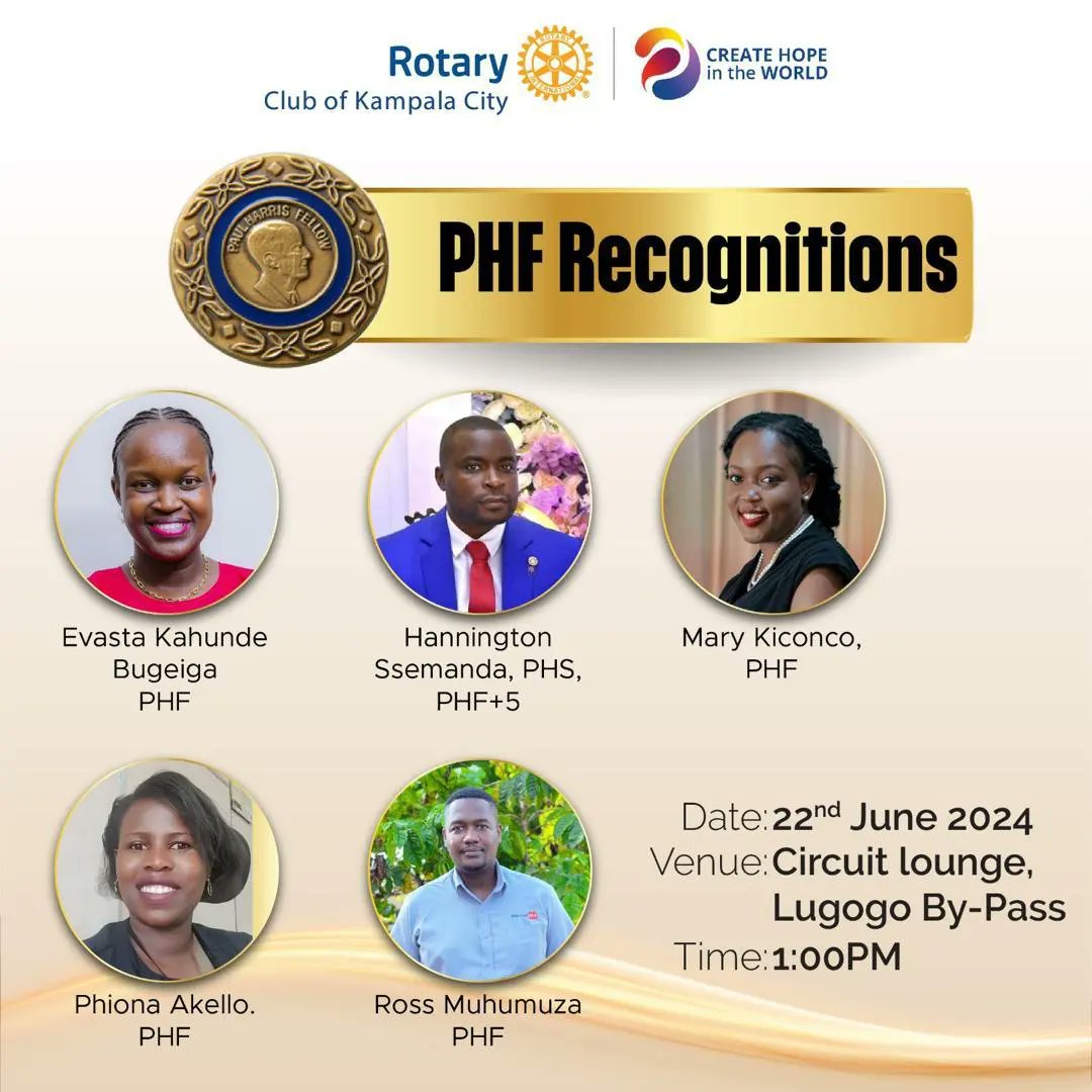 Rotary Club of Kampala City (@rotaryklacity) on Twitter photo Join us as we host <a href="/DGEdwardKakembo/">PDG Edward Kakembo Nsubuga</a> to recognise,in a special way, those in our club who have given above and beyond to The Rotary Foundation to facilitate Rotary programs around the world.
"We make a living by what we get. We make a life by what we give." - Winston Churchill Join us as we host <a href="/DGEdwardKakembo/">PDG Edward Kakembo Nsubuga</a> to recognise,in a special way, those in our club who have given above and beyond to The Rotary Foundation to facilitate Rotary programs around the world.
"We make a living by what we get. We make a life by what we give." - Winston Churchill