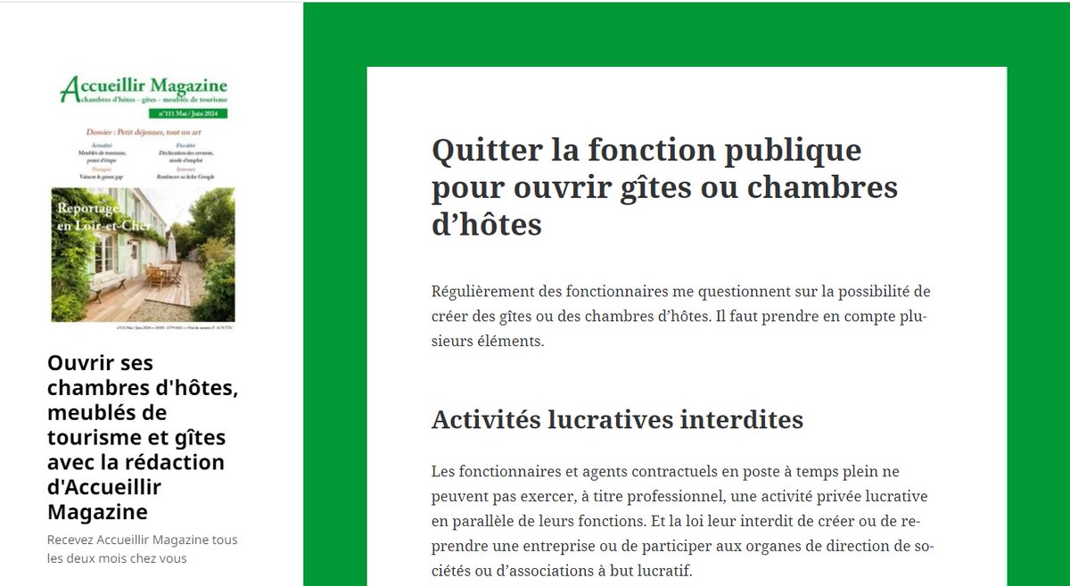 AccueillirMag's tweet photo. Quitter la fonction publique pour ouvrir gîtes ou chambres d'hôtes, un billet à retrouver sur le blog d'@AccueillirMag :
https://t.co/9yXV55K9M8 https://t.co/YYlfy6LYiA