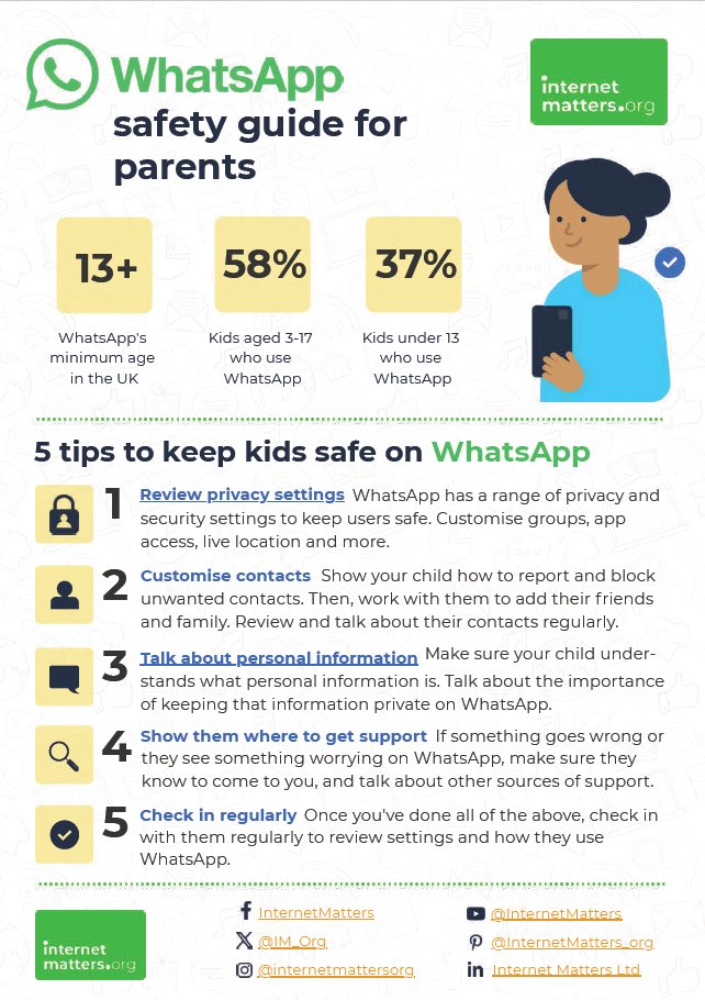 johntaylorhigh's tweet image. We are asking for parents to make themselves familiar with the below information on WhatsApp Safety. Find our more information here: internetmatters.org/resources/what…