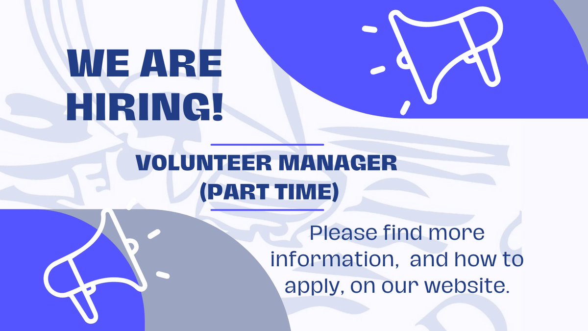 We are hiring!

Volunteer Manager  (part time). 

Please find more information, and how to apply, on our website.