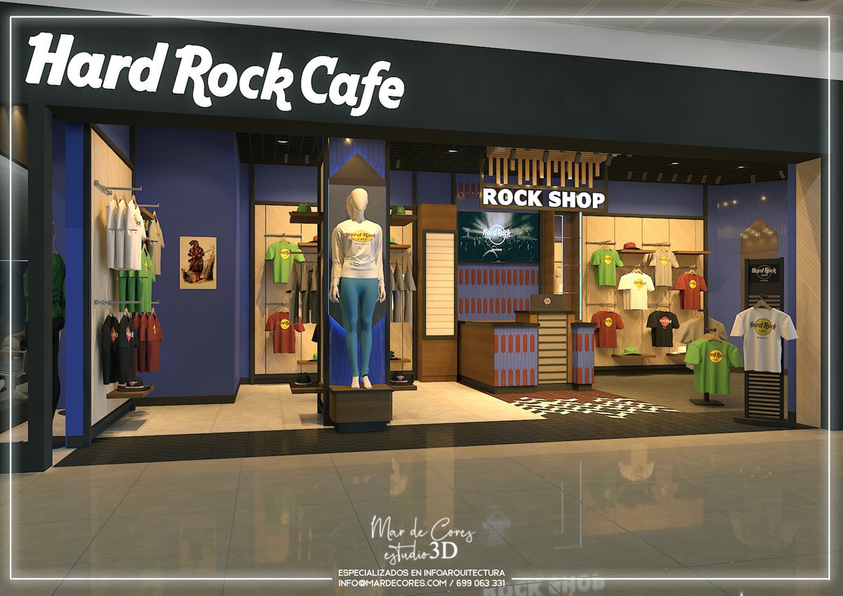 MardeCores3D's tweet photo. 🎥 Visualización Hard Rock Shop
👉 Cliente: Madrid Resto Retail Sl.
🎯 Situación: Aeropuerto Madrid T1
💡 Presupuesto 3D ↙️
☎️ 699 063 331
📩 info@mardecores.com
#3D #Infografías #Renders
#HardRock #Madrid #T1 https://t.co/JdY3DywVZS