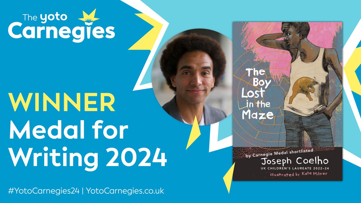 The Carnegies (@carnegiemedals) on Twitter photo And the 2024 Yoto Carnegie Medal for Writing goes to The Boy Lost in the Maze! Congratulations @JosephACoelho <a href="/OtterBarryBooks/">Otter-Barry Books</a>! #YotoCarnegies24 And the 2024 Yoto Carnegie Medal for Writing goes to The Boy Lost in the Maze! Congratulations @JosephACoelho <a href="/OtterBarryBooks/">Otter-Barry Books</a>! #YotoCarnegies24